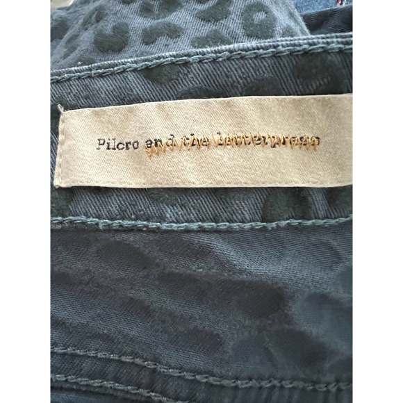 Anthro Pilcro & the Letterpress Womens Jeans Blue STET Leopard Skinny Zip Hem 28 - Picture 4 of 6